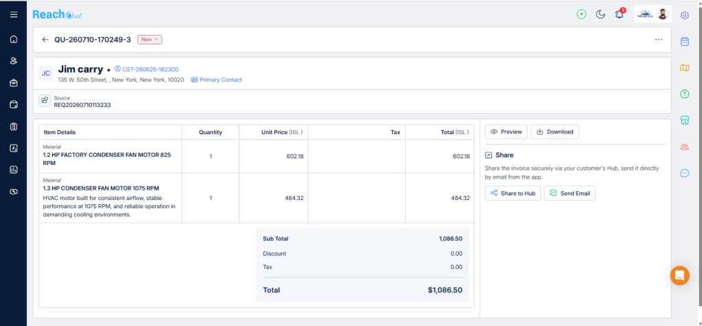 quote and invoices