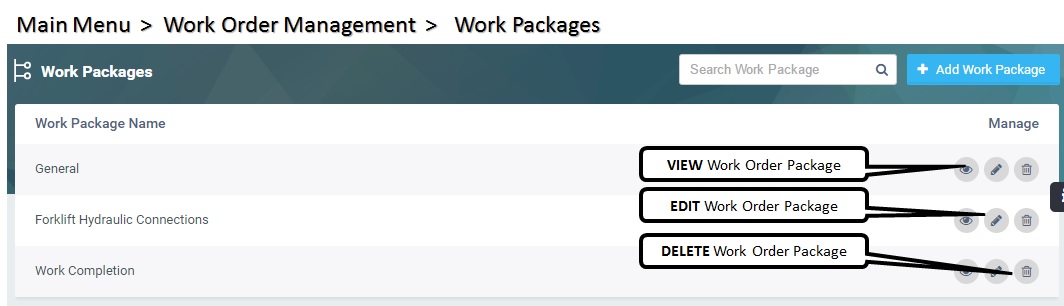 Work Order Packages